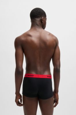 Three-pack of stretch-cotton trunks with logo waistbands, Patterned