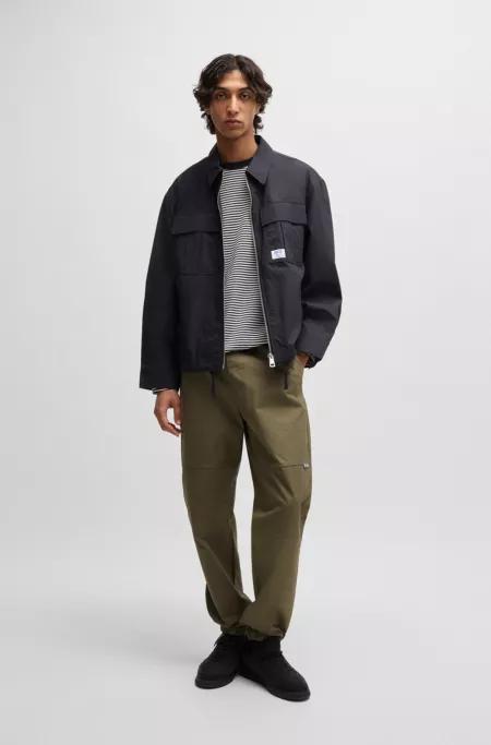 Tapered-fit trousers in structured cotton