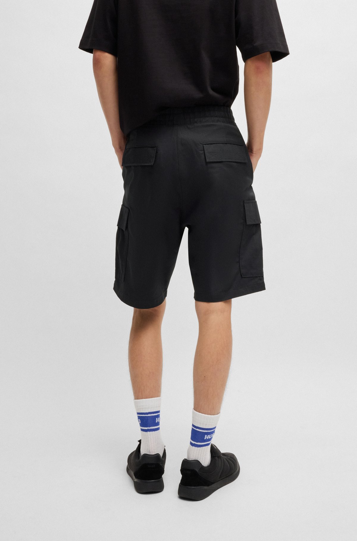HUGO - Structured-cotton shorts with drawstring and logo HUGO - Structured-cotton shorts with drawstring and logo