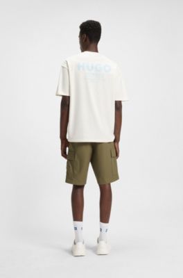 Shorts de algod&oacute;n estructurado con cord&oacute;n y logo en contraste, Cal