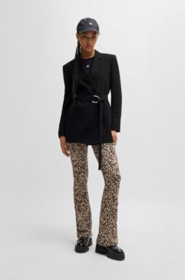 Relaxed-fit long-length jacket with wrap front, Black