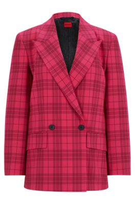 Hugo Boss Slim-fit Jacket In Checked Stretch Material In Patterned