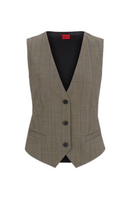 Shop Hugo Regular-fit Waistcoat In Striped Cloth In Patterned