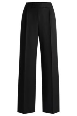 Hugo Boss Relaxed-fit All-gender Trousers With Elasticated Waistband In Black
