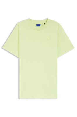 Cotton-jersey T-shirt with Happy HUGO logo, Green