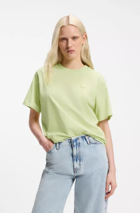 Cotton-jersey T-shirt with Happy HUGO logo