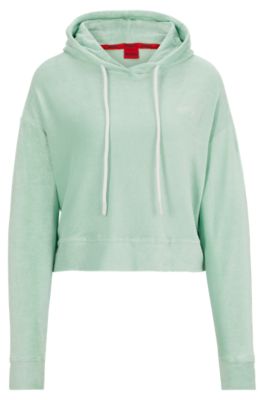 Hugo Boss Hoodie In Terry Fabric With Handwritten Logo In Light Green