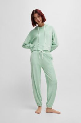 Hoodie in terry fabric with handwritten logo, Light Green