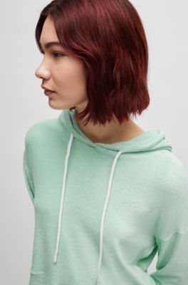 Hoodie in terry fabric with handwritten logo, Light Green