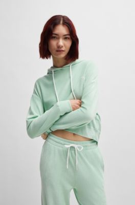 Hoodie in terry fabric with handwritten logo, Light Green