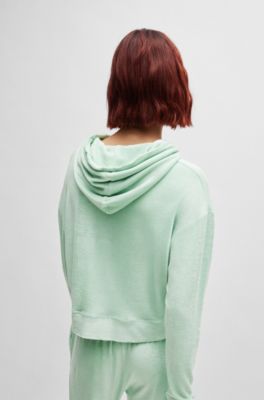 Hoodie in terry fabric with handwritten logo, Light Green