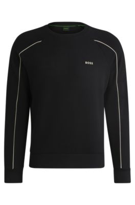 BOSS Stretch cotton regular fit sweatshirt with embossed artwork Black