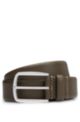 Leather belt with contrast stitch detailing, Light Green