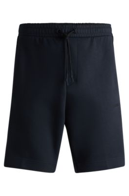 Hugo Boss Stretch-cotton Shorts With Embossed Artwork In Blue