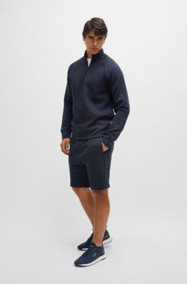 Shorts de algod&oacute;n el&aacute;stico con ilustraci&oacute;n grabada, Azul oscuro