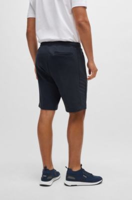 Shorts de algod&oacute;n el&aacute;stico con ilustraci&oacute;n grabada, Azul oscuro