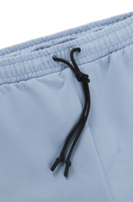 Shorts de algod&oacute;n el&aacute;stico con ilustraci&oacute;n grabada, Celeste