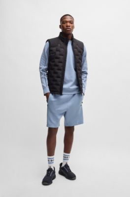 Shorts de algod&oacute;n el&aacute;stico con ilustraci&oacute;n grabada, Celeste