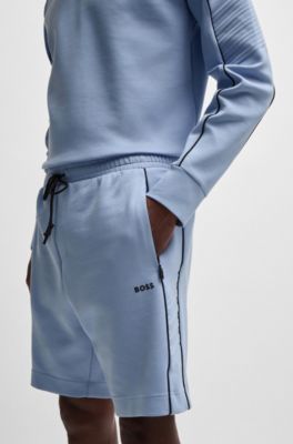 Shorts de algod&oacute;n el&aacute;stico con ilustraci&oacute;n grabada, Celeste