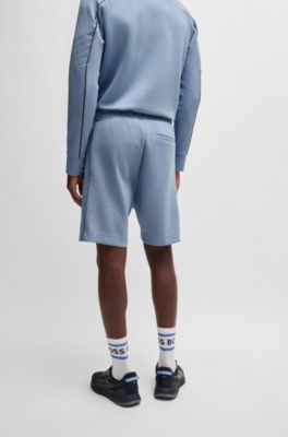 Shorts de algod&oacute;n el&aacute;stico con ilustraci&oacute;n grabada, Celeste