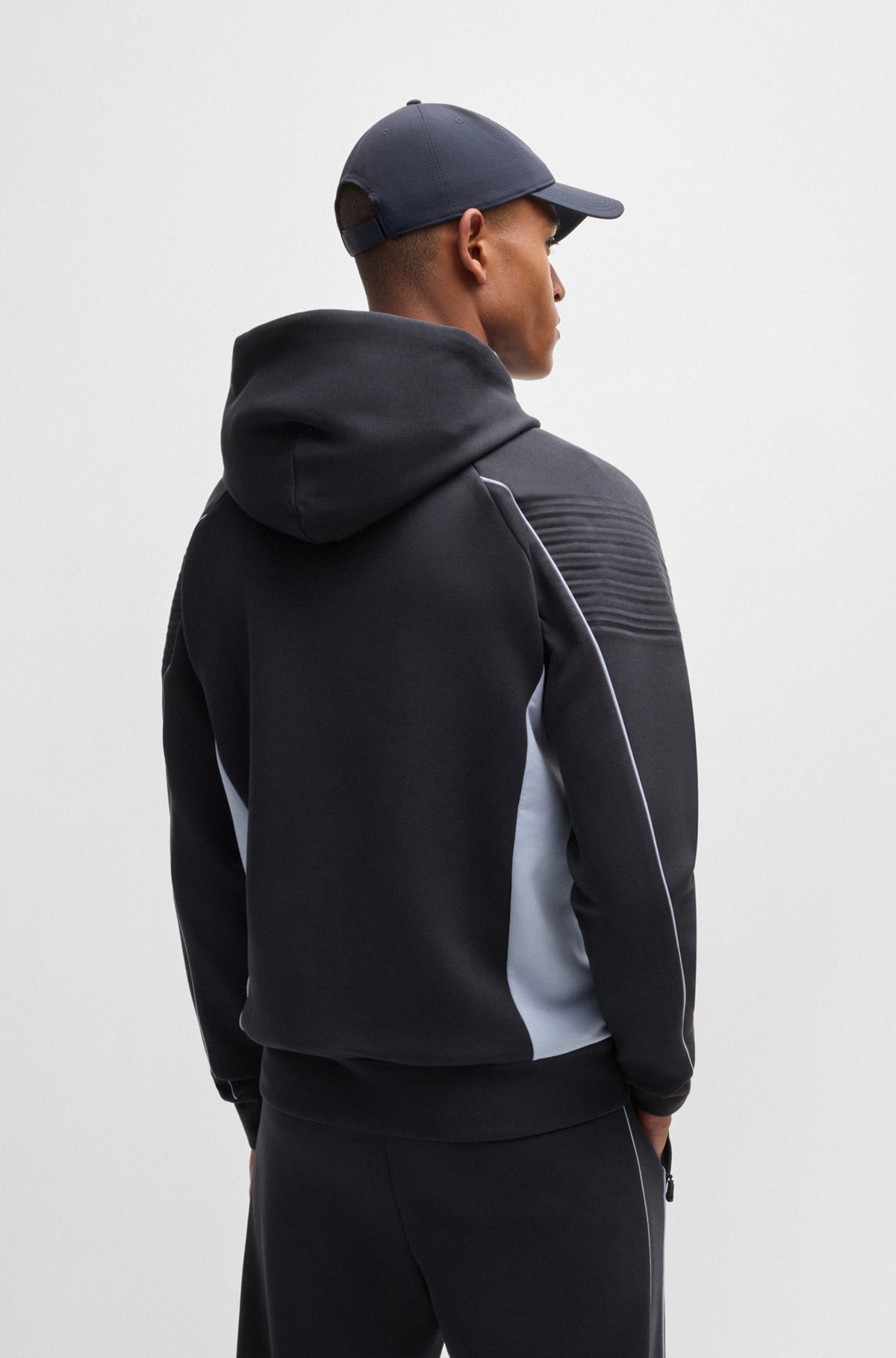 BOSS - Stretch-cotton zip-up hoodie with embossed artwork BOSS - Stretch-cotton zip-up hoodie with embossed artwork