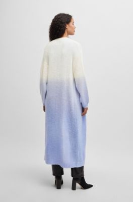 Long-length dip-dye cardigan with wool and alpaca