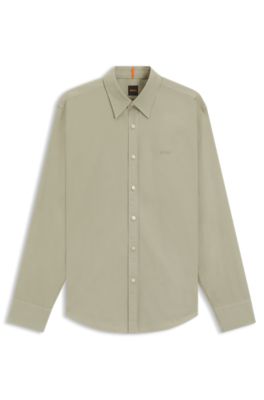 Camisa regular fit en popel&iacute;n de algod&oacute;n con logo bordado, Cal