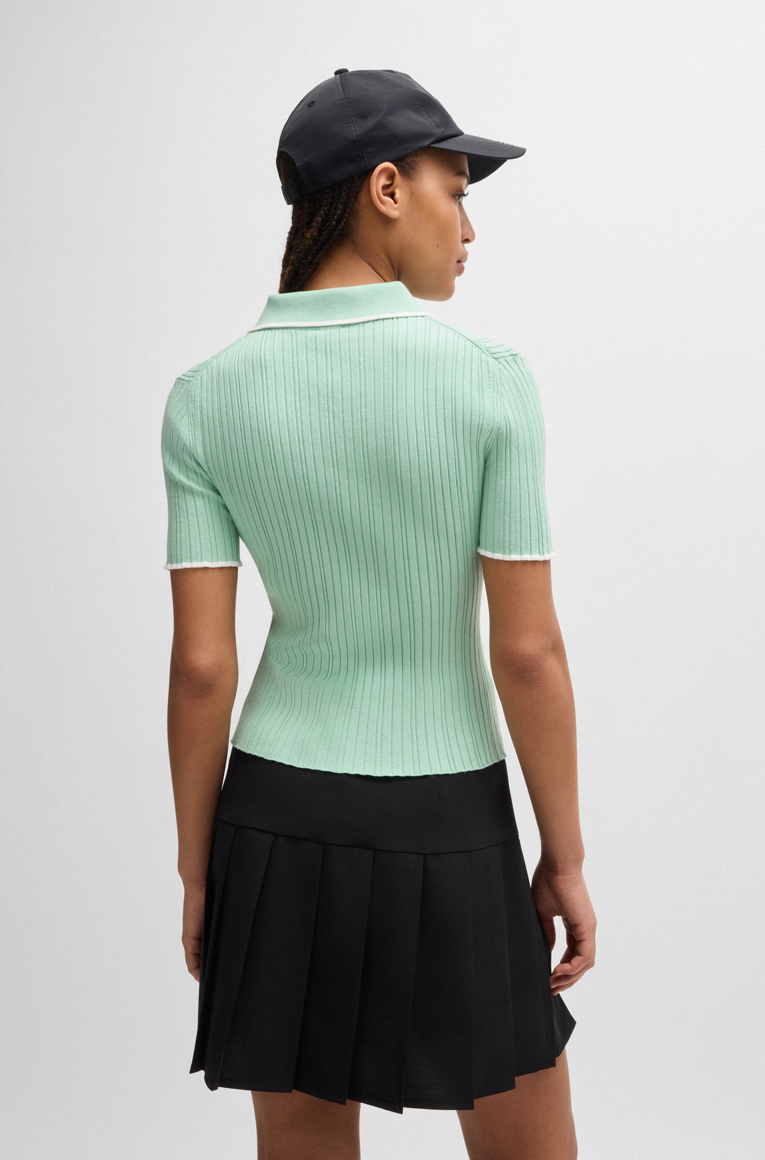 Slim-fit knit polo top