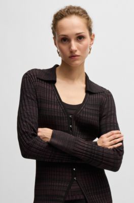 C&aacute;rdigan de pico en tejido el&aacute;stico de canal&eacute; con cuello, Fantas&iacute;a