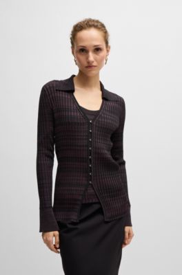 C&aacute;rdigan de pico en tejido el&aacute;stico de canal&eacute; con cuello, Fantas&iacute;a