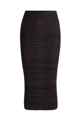 Hugo Boss Ribbed-knit Midi Skirt In Moulin Yarns In Patterned
