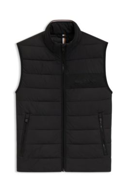 Water-repellent vest with logo detail, Black