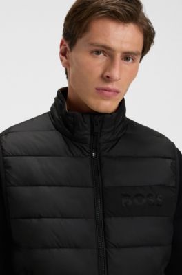 Tonal-logo gilet with water-repellent finish, Black