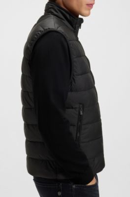 Tonal-logo gilet with water-repellent finish, Black
