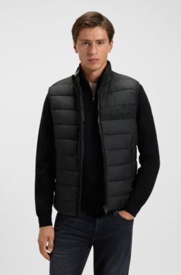Tonal-logo gilet with water-repellent finish, Black