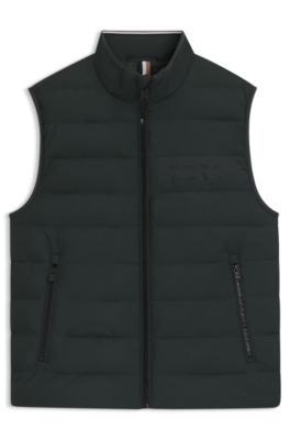 Padded vest with a protective stand collar, Light Green