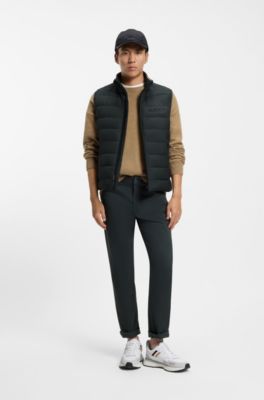 Padded vest with a protective stand collar, Light Green