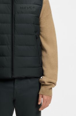Padded vest with a protective stand collar, Light Green