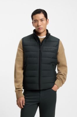 Padded vest with a protective stand collar, Light Green