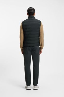 Padded vest with a protective stand collar, Light Green