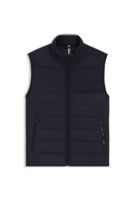 Chaleco acolchado con cuello mao protector, Azul oscuro