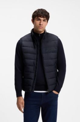 Chaleco acolchado con cuello mao protector, Azul oscuro
