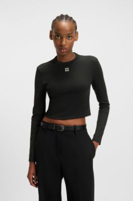 Stacked-logo top in a cotton blend, Black