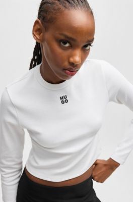 Stacked-logo top in a cotton blend, White