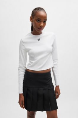 Stacked-logo top in a cotton blend, White