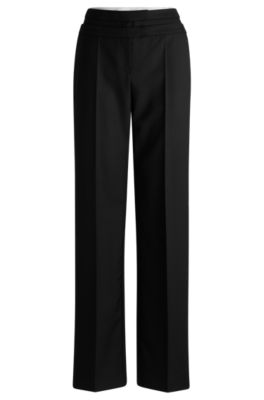 Hugo Boss Regular-fit Trousers In Virgin-wool Twill In Black