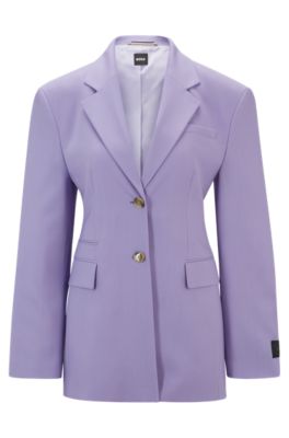 Shop Hugo Boss Slim-fit Jacket In Wool Twill In Purple