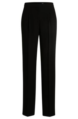 Shop Hugo Boss Regular-fit Trousers In Matte Fabric In Black