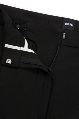 Regular-fit trousers in matte fabric, Black