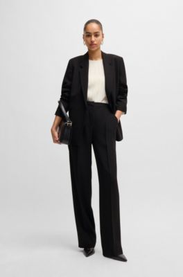 Regular-fit trousers in matte fabric, Black